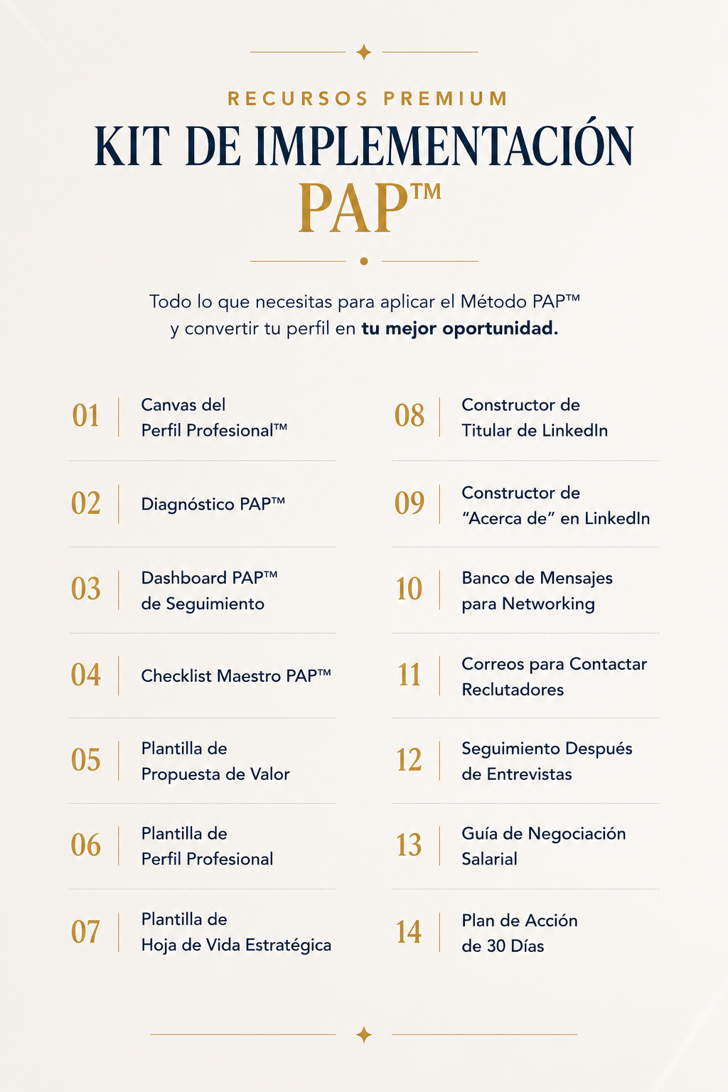 Vista interna de los recursos premium del kit de implementacion PAP